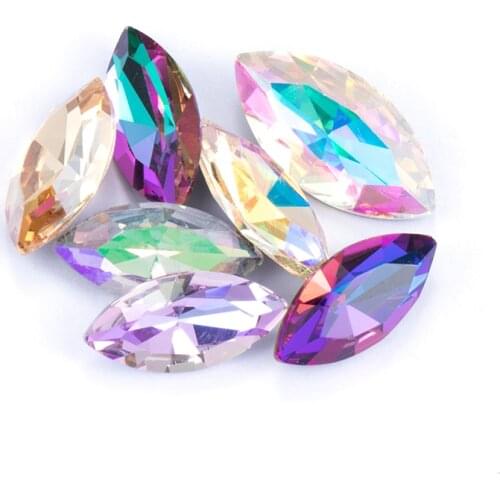 Astrobox Top Quality K9 Navette Rhinestones Fancy Crystal Beads Glass Stones Sew On Rhinestones For DIY Nail Art Accessories