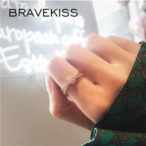 BRAVEKISS 2 Color Luxury Multilayer Circles Rotating Lucky Rings 2019 Fashion Jewelry Ring For Women Finger Accessories PR0202
