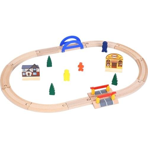 Childrens Toys Wooden Train Track Simple Set Compatible with Major Brand Track Blocks Puzzles Educational Toys For Childrens
