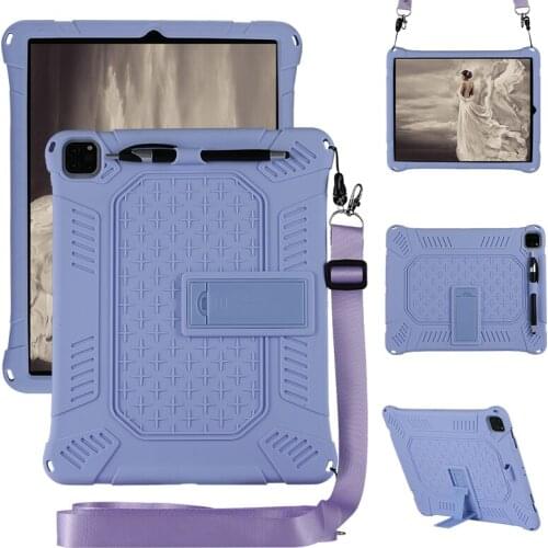 For Ipad Pro 12.9 Inch case 2018 2020 kids shockproof Stand Shell Tablet Cover For ipad pro 12.9" Silicone Case Coque+Pen+Straps