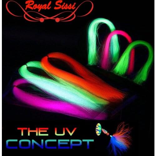 Hot 6packs/set UV fluo Flashabou Tinsel twist type or flat type UV hue tinsels synthetic tying material for steelhead streamers