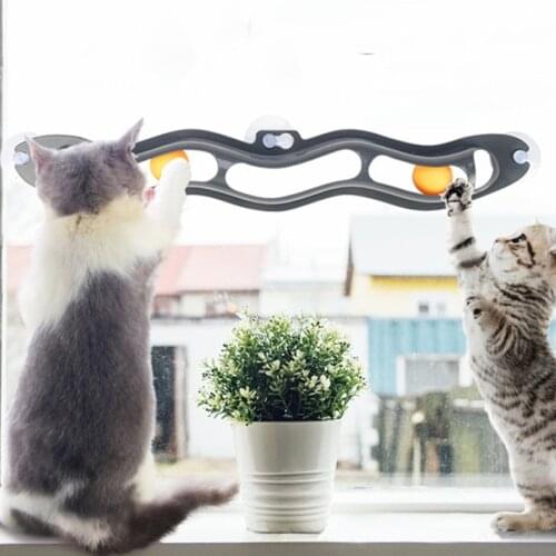 Cat Toy Track Toy Ball Table Tennis Adsorption Glass Window Plastic Sucker 53*7 Pet educational Toys