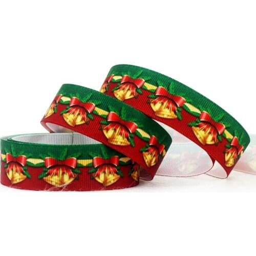 IuBuFiGo 10 yard 7/8" 22mm Merry Christmas Bell Printed Grosgrain ribbon With Santa ribbon For DIY And Decoration tape 2017
