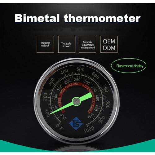 New Stainless Steel BBQ Smoker Grill Temperature Gauge 0-1000℉ Fluorescent Night Degrees Celsius Stainless Steel Barbecue Therm