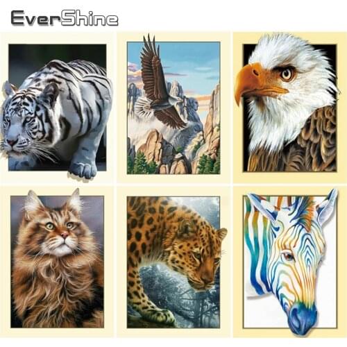 EverShine 5D DIY Diamond Painting Full Square Tiger Diamond Embroidery Picture Of Rhinestones Animal Art Home Decoration