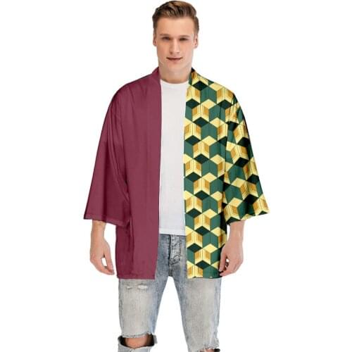New Anime Demon Slayer Blade Cosplay Kimono Cloak Agatsuma Zenitsu Kamado Nezuko Bathrobe Cloak Pajama Halloween Costume