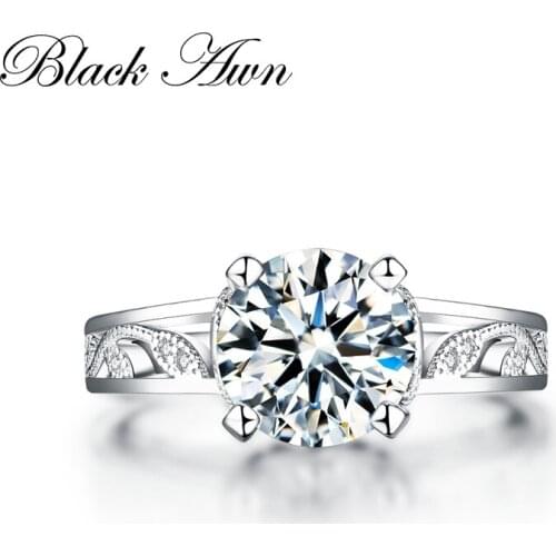 Classic Black & White Silver 925 Sterling Silver Jewelry Trendy Wedding Rings for Women Engagement Ring Bijoux Anillos Muje C096