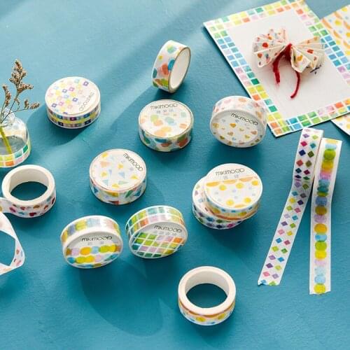 1.5mm*7M Cute Kawaii Colored Decorative Washi Tape Round diamond-shaped love Adhesive Masking Tape Stickers For Scrapbooking