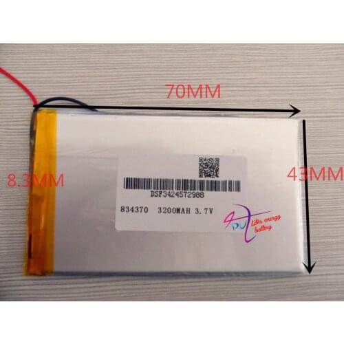 Best battery brand Size 834370 3.7V 3200mah Lithium polymer Battery with Protection Board For PDA Tablet PCs Digital Products Fr