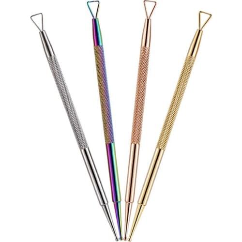 Multifunction Double-end Push UV Gel Polish Remover Nail Art Triangle Rod Cleaner Grinding Finger Tool Dotting Painting Manicure