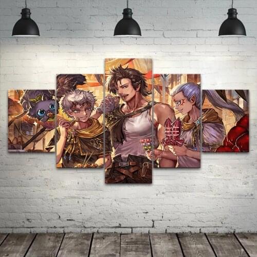 Hd Prints Black Clover Canvas Painting Modular 5 Panel Role Pictures Wall Artwork Anime Poster Home Decor For Living Room Framed