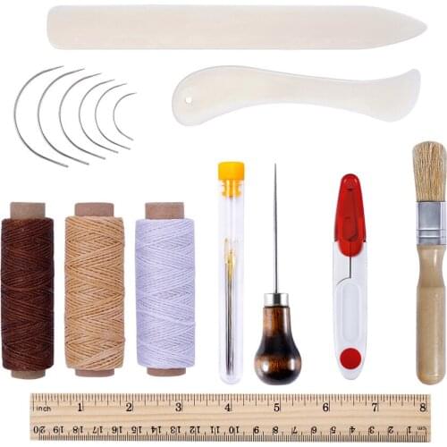 Leather Craft Punch Tools Kit Stitching Carving Working Sewing Saddle Groover DIY Leather Sewing Set