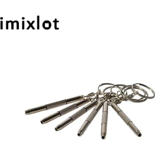 IMIXLOT 5PCS/Lot 3 in 1 Steel Eyeglass Screwdriver Set Glasses Watch Repair Kit With Keychain Portable Screwdrivers Hand Tools