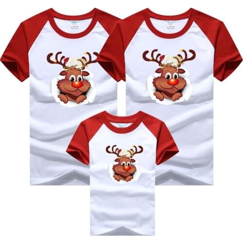 Matching Family Outfits Christmas Deer Father Son Clothes Dad Mom Baby Mother Daughter Short Sleeve Matching Family Look T Shirt