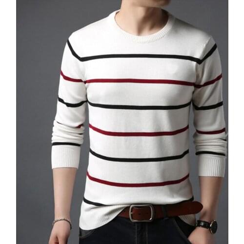 2020 Autumn Winter New Arrival O-Neck Pullover Men Cotton Clothing Sweater Men Casual Striped