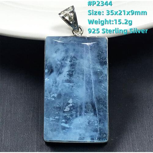 Top Natural Blue Larimar Pendant Jewelry For Women Lady Man 22x14x4mm Beads Silver Dominica Crystal Water Pattern Gemstone AAAAA
