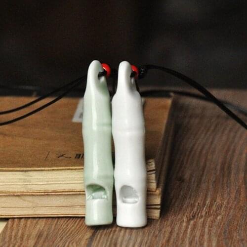 Pendants Necklaces Jewelry For Women Bamboo Whistle Ceramic Beads Pendant Men Charm Choker Handmade Rope Knot Adjustable Chains