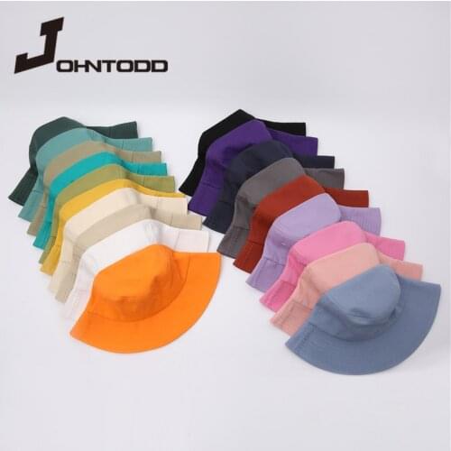2021 Summer Women Sunscreen Panama Hat Unisex Cotton Bucket Hats Men Pure Color Sunbonnet Fedoras Outdoor Beach Fisherman Hat