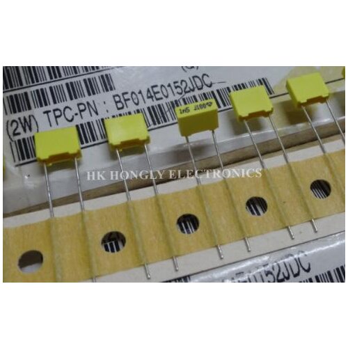 50PCS 1n5J100 0.0015UF 100V 1.5NF 1500pf 1n5 152 P=5MM FILM CAPACITOR
