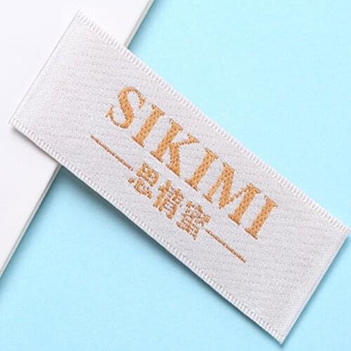 Custom gigh-density fabric sewing labels for sewing large woven label personalized logo custom for bags satin care