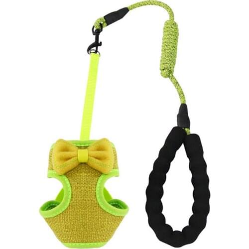 Pet Leash Dog Harness Knotted Bow Design Collars Adjustable Sturdy Suitable For 5-20 Kg Breathable Mesh Cat Leashes Chest
