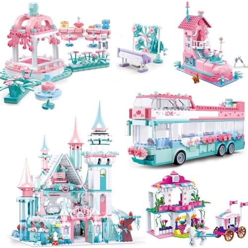 Princess/Prince Snow World Series Magical Snow World Series Magical Ice Castle Set Girls Building Blocks Bricks Toys Children