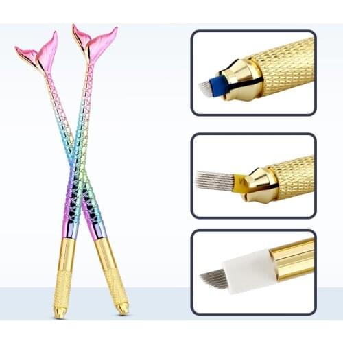 Professional Mermaid Manual Tattoo Pen Machine Permanent Makeup Eyebrow Hand Tool 3D Microblading Eyebrow Tattoo Tool Supply