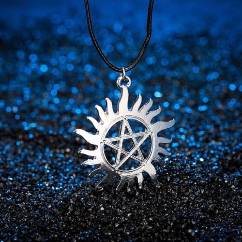 Five-pointed Star Sun Pendant Necklace Supernatural Star Pentagram Evil Amulet Rope Chain Necklace For Man Woman Fasion Jewelry