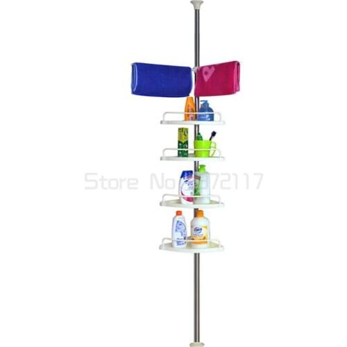 Height Adjustable Telescopic Bathroom Corner Shower Shelf Rack Bath Supplies Organizer Storage Holder