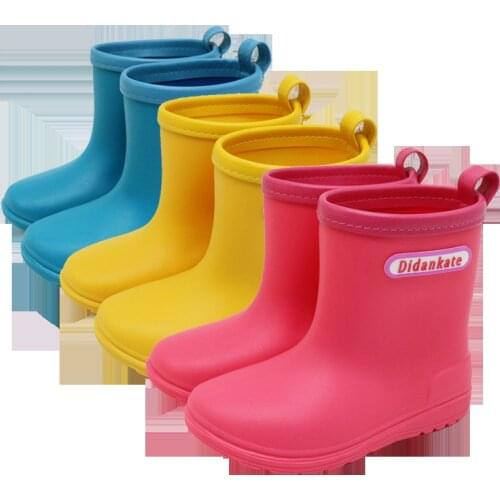 Ultralight Childrens Rain Boots for Boys and Girls Non-slip Solid Color Water Shoes for Infants Baby Candy Color Rain Boots