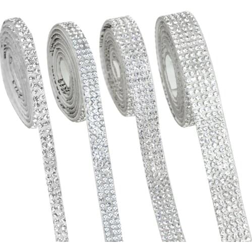1 Yard 4/6/9/10/15/20mm Width Bling Crystal Glass Clear Rhinestone Trim Stick on Shoes Garments Clothing Decoration Accessories