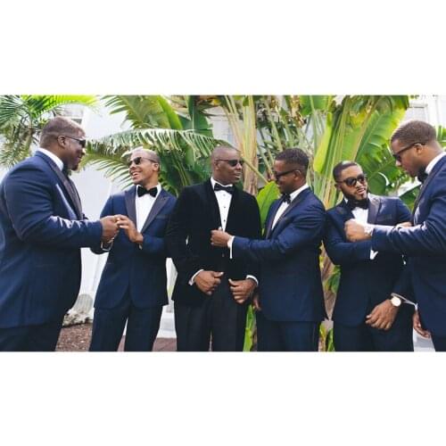 High Style Two Pieces Blue Party Wear Groomsman Suits Slim For Wedding Suit Single Breasted Fit