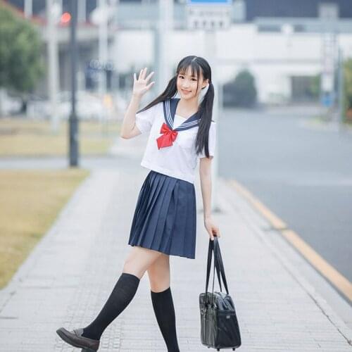 Woman School Uniforms Sexy Collage Student Sailor Party Cosplay Costume Japanese Short Sleeve JK Suit Girls Pleated Skirt