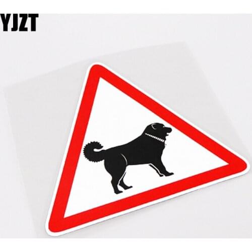YJZT 14.5CM*12.5CM Fun LARGE BLACK DOG Warning Mark PVC Car Sticker Decal Decor Accessories 13-0990