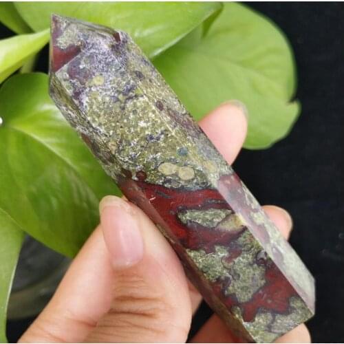 1pcs Natural Dragon Blood Stone Crystal Obelisk Quartz Point Specimen Healin 85g