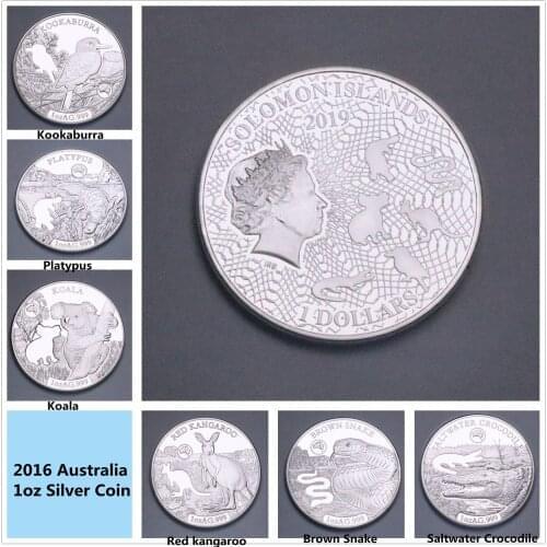 1 OZ 2019 Australian Silve Coin (Crocodile + Kookaburra +Brown Snake + Koala + kangaroo + Platypus)