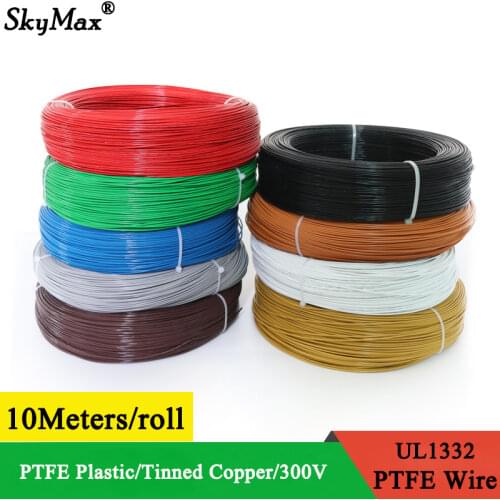 1/2M UL1332 PTFE Wire FEP Plastic Insulated High Temperature Electron Cable 300V 28/26/24/22/20/18/16/14/13/12AWG