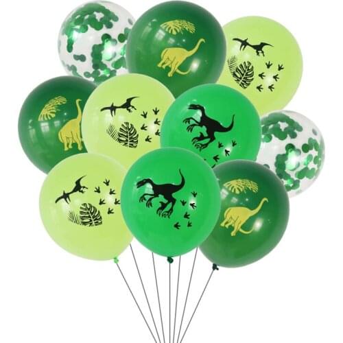 10Pcs 12inch Dinosaur Confetti Latex Balloons Jungle Wild Animal Party Decorations Birthday Balloon Baby Shower Air Balls Globos