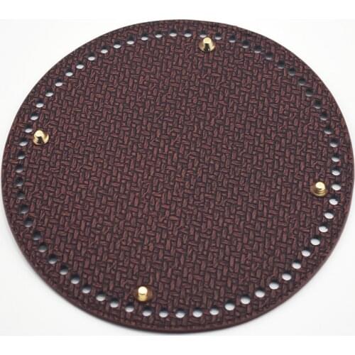 19cm Circle Bottom for Knitting Bag Bottom with Holes Braided PU Leather Accessories for Shoulder Bag Handmade DIY Part KZBT024