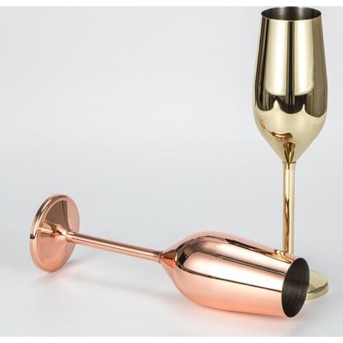 200ml stainless steel champagne glass goblet fall-resistant European bubble glass wedding red wine glass sweet home glass