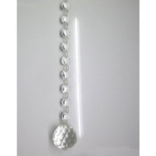 3FT Garland Clear Lamp Prisms Crystal Octagon Beads Window Treatment Curtains with Ball 30mm M02094-17