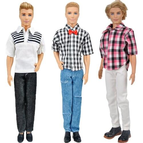 3 Sets Fashion Mini Men Doll Casual Wear Mixed Style Prince Clothes Jacket Shirt Pants Outfits Accessories for Barbie Ken Toy