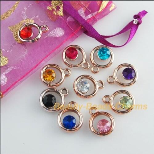 30Pcs KC Gold Color Mixed Acrylic UV Round Circle Charms Pendants 12x15mm
