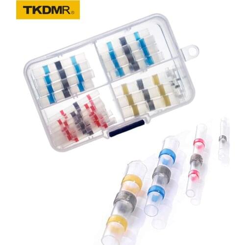 50pcs Solder Seal Wire Connectors Heat Shrink Butt Connectors Waterproof Electrical Connector for Marine Automotive Terminal Kit