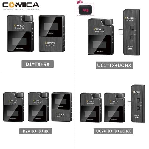 Comica BoomX-D Wireless Microphone Kit Mini Microfone 2.4G Microfone Smartphones Camera Video Mic D1 D2 UC1 UC2 MI1 MI2