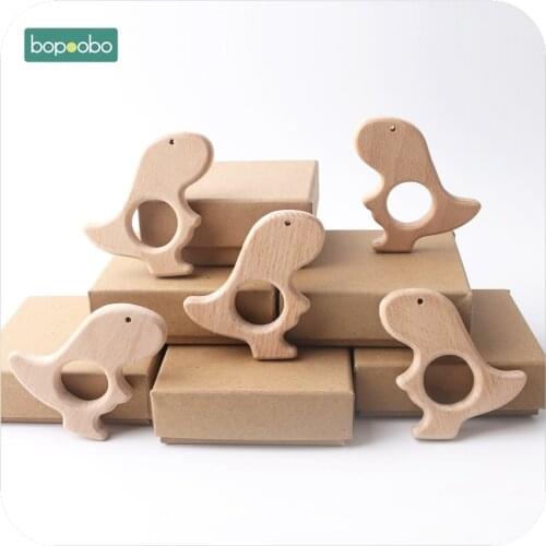 Bopoobo 1PC Baby Nursing Accessories Food Grade Wood Dinosaur Beech Wooden DIY Jewelry Teething Bracelet Baby Teether