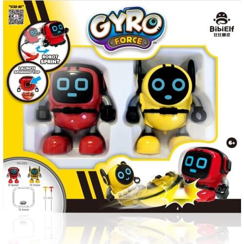 Kids Deformation Gyro Gyro Robot Gyro Car Launch Spinning Top Clockwork Toy Inertia Car Force Gyro with Arena Battle Games