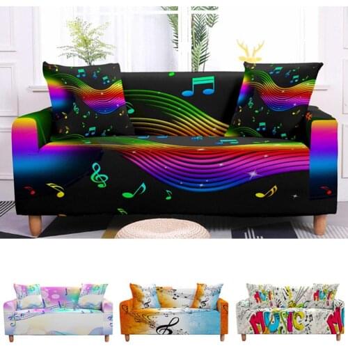 Music Note Butterfly Couch Cover Elastic Stretch Sofa Cover Sectional Slipcover Armchair for Living Room Christmas Decor