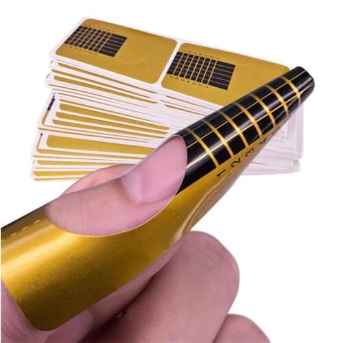 20/100PCS French Nail Form Tips Acrylic UV Gel Extension Curl Form Builder Sticker Art Guide Mold Manicure Stencil Accessories