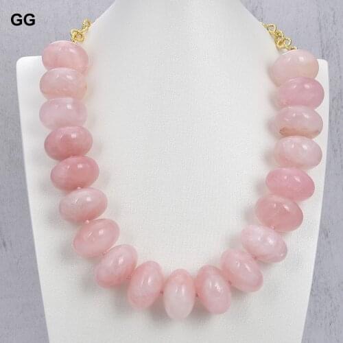 GG Jewelry 24" Big Natural 20x30mm Smooth Rose Quartzs Rondelle Necklace